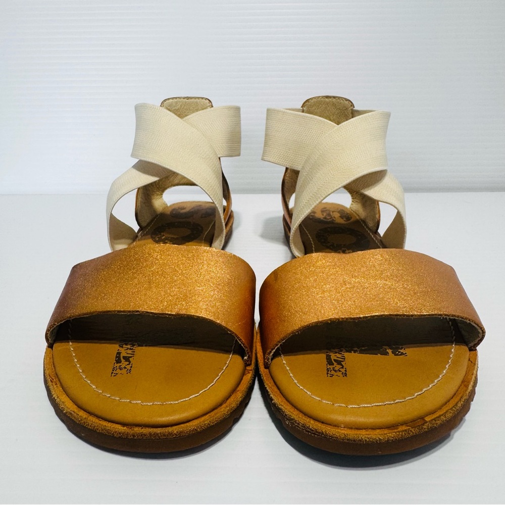 Sorel Ella Metallic Gold and Cream Sandals Size 7 - Picture 6 of 14